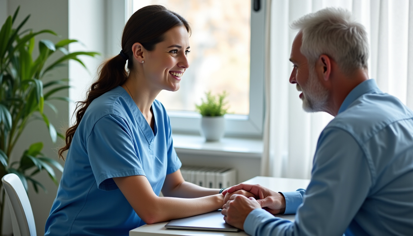 Consultation de rééducation respiratoire à Lyon avec un kinésithérapeute et son patient