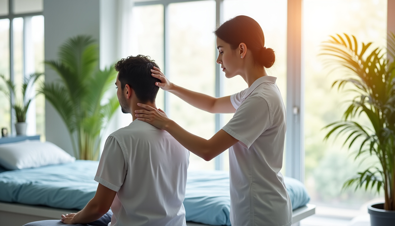 Kinésithérapeute en train d