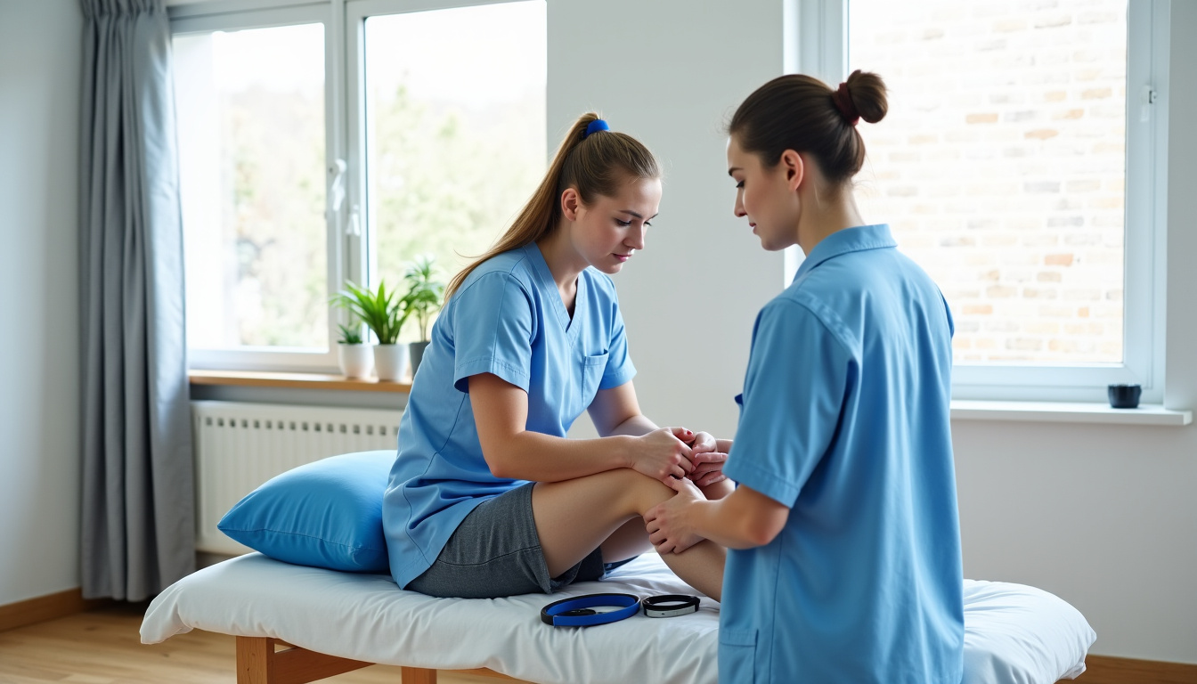 Séance de kinésithérapie après la pose d