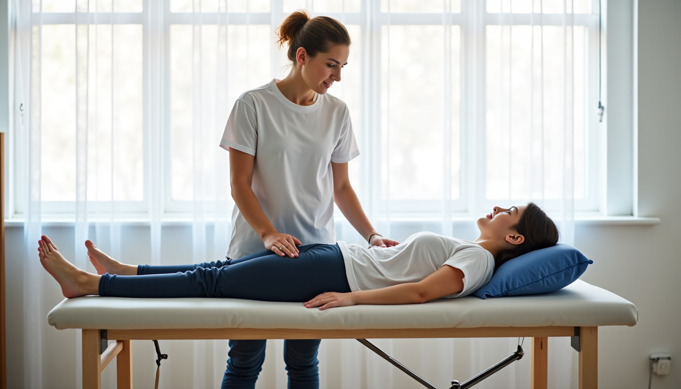 Séance de kinésithérapie pour le dos avec bilan initial et exercices de mobilisation