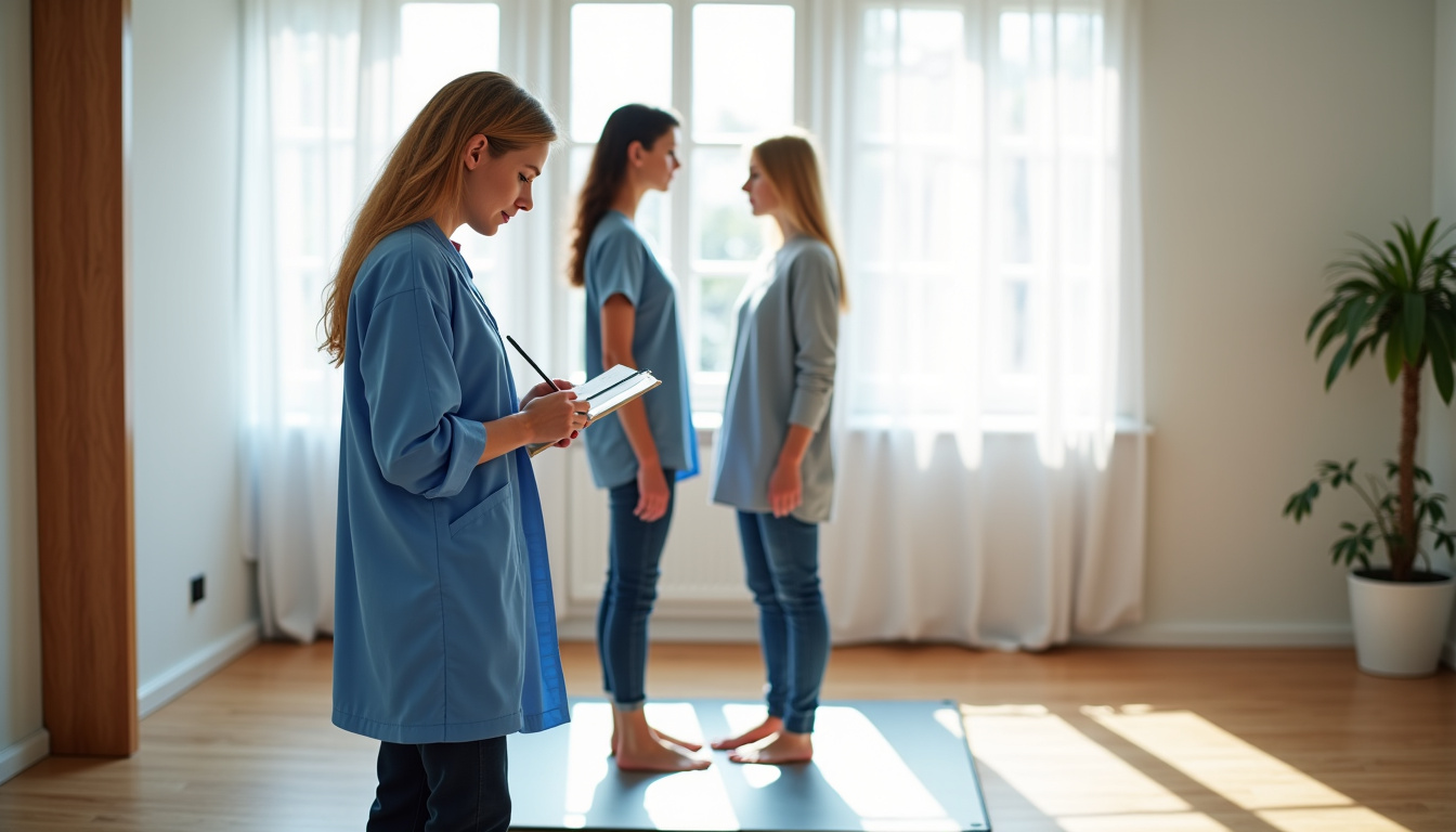 Kinésithérapeute effectuant un bilan postural dans un cabinet à Lyon 7