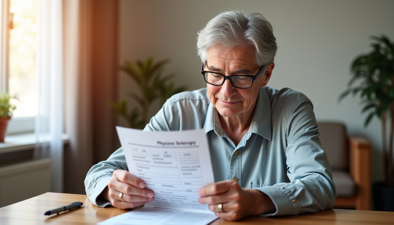 Patient lisant attentivement son ordonnance de kinésithérapie