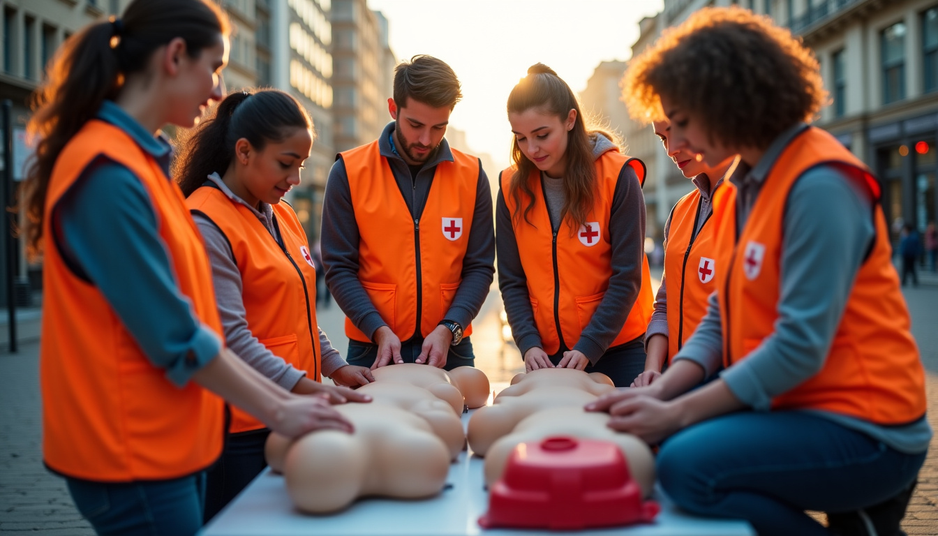 Groupe de citoyens en train de suivre une formation aux premiers secours en contexte de crise