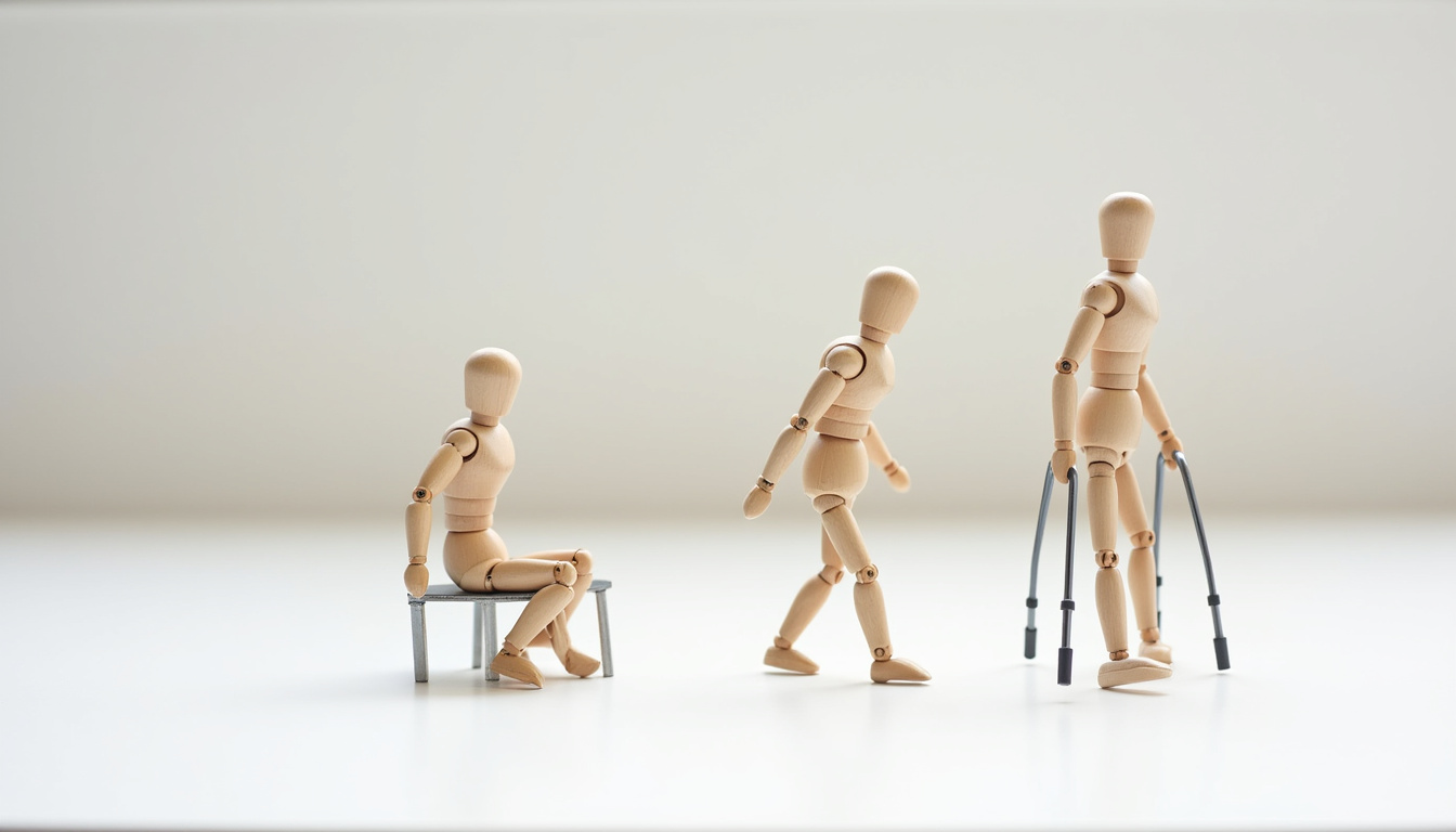 Illustration des trois phases de rééducation après une prothèse du genou