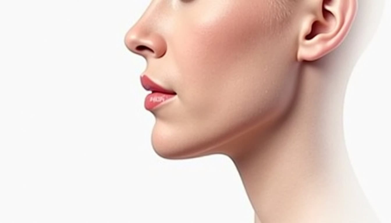 Illustration montrant un profil facial avec menton proéminent et mâchoire inférieure avancée