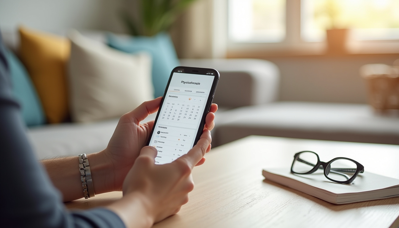 Utilisateur consulte Doctolib sur son téléphone pour prendre rendez-vous avec un kiné à Lyon