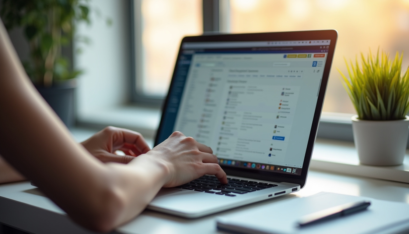Personne organisant ses favoris sur un ordinateur portable avec plusieurs onglets ouverts