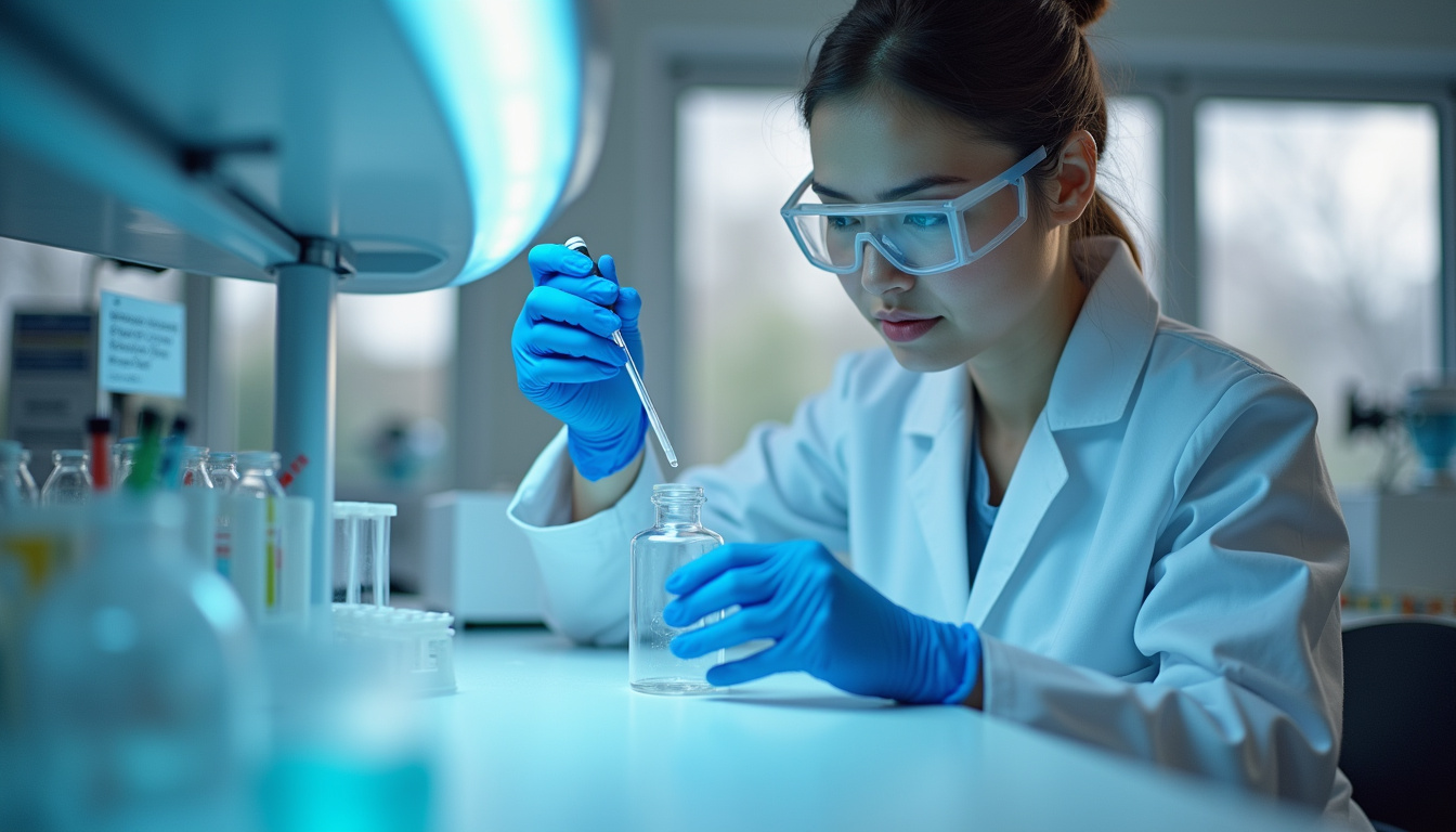 Technicien en laboratoire analysant un échantillon de produit au CBD