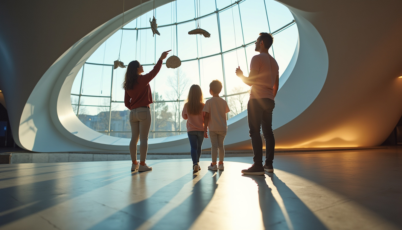 Famille visitant une exposition au musée des Confluences à Lyon
