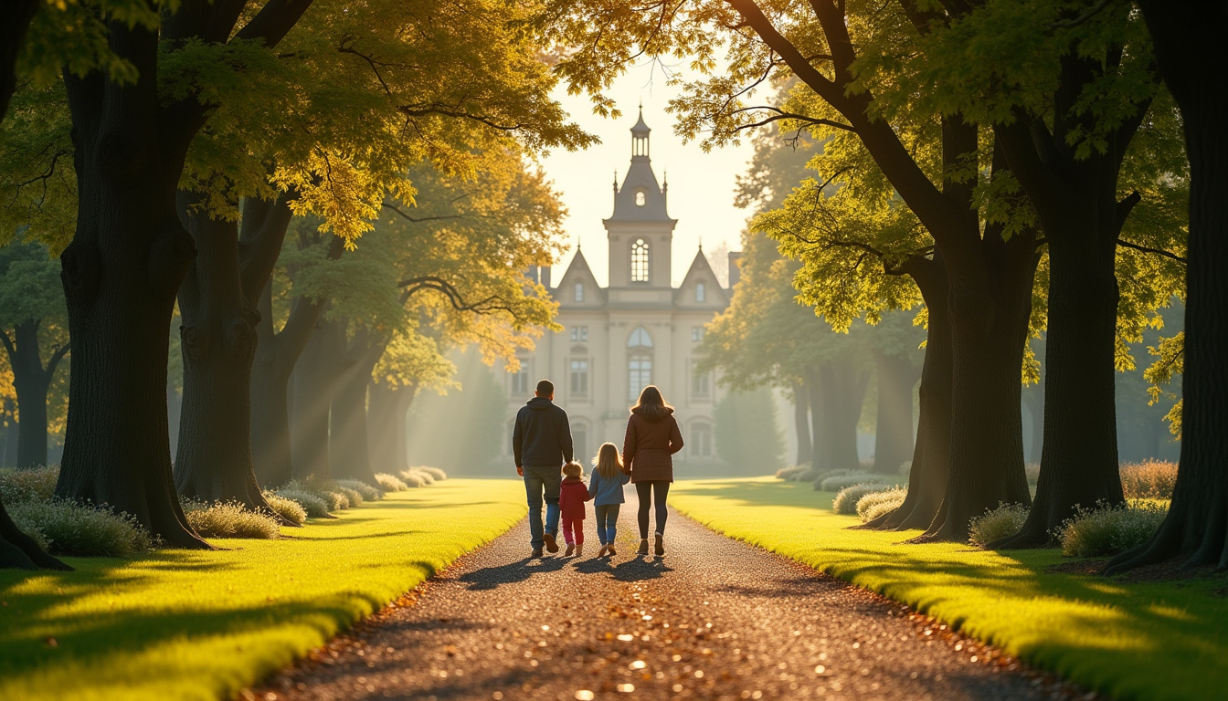 Promenade familiale dans le Domaine de Lacroix-Laval à Lyon avec château et arbres centenaires